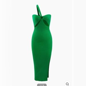 Asymmetric Cut Out Knit Slit Midi Dress